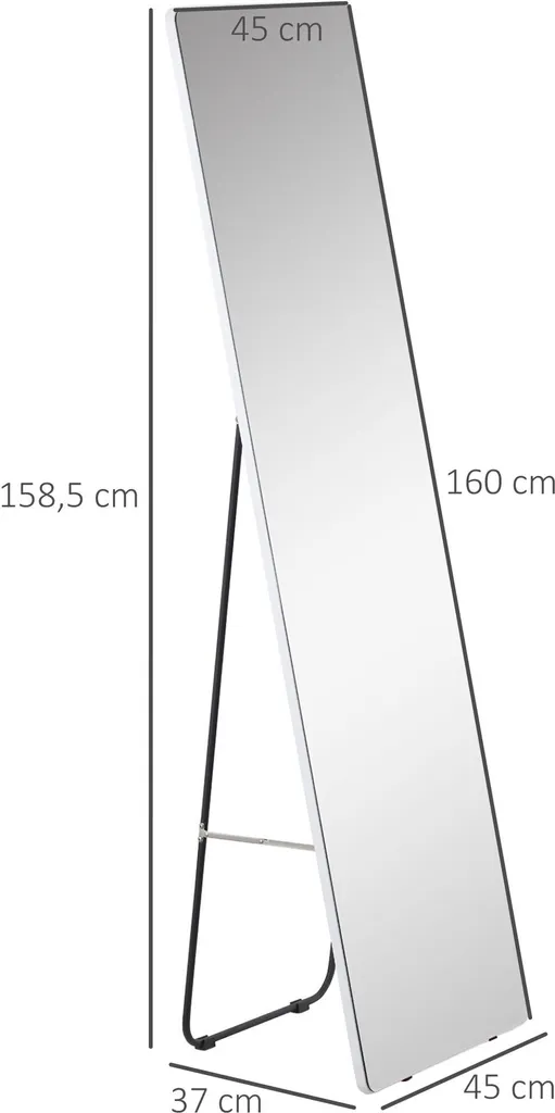 Miroir intégral argent avec support réglable, format 45 x 160 cm chic