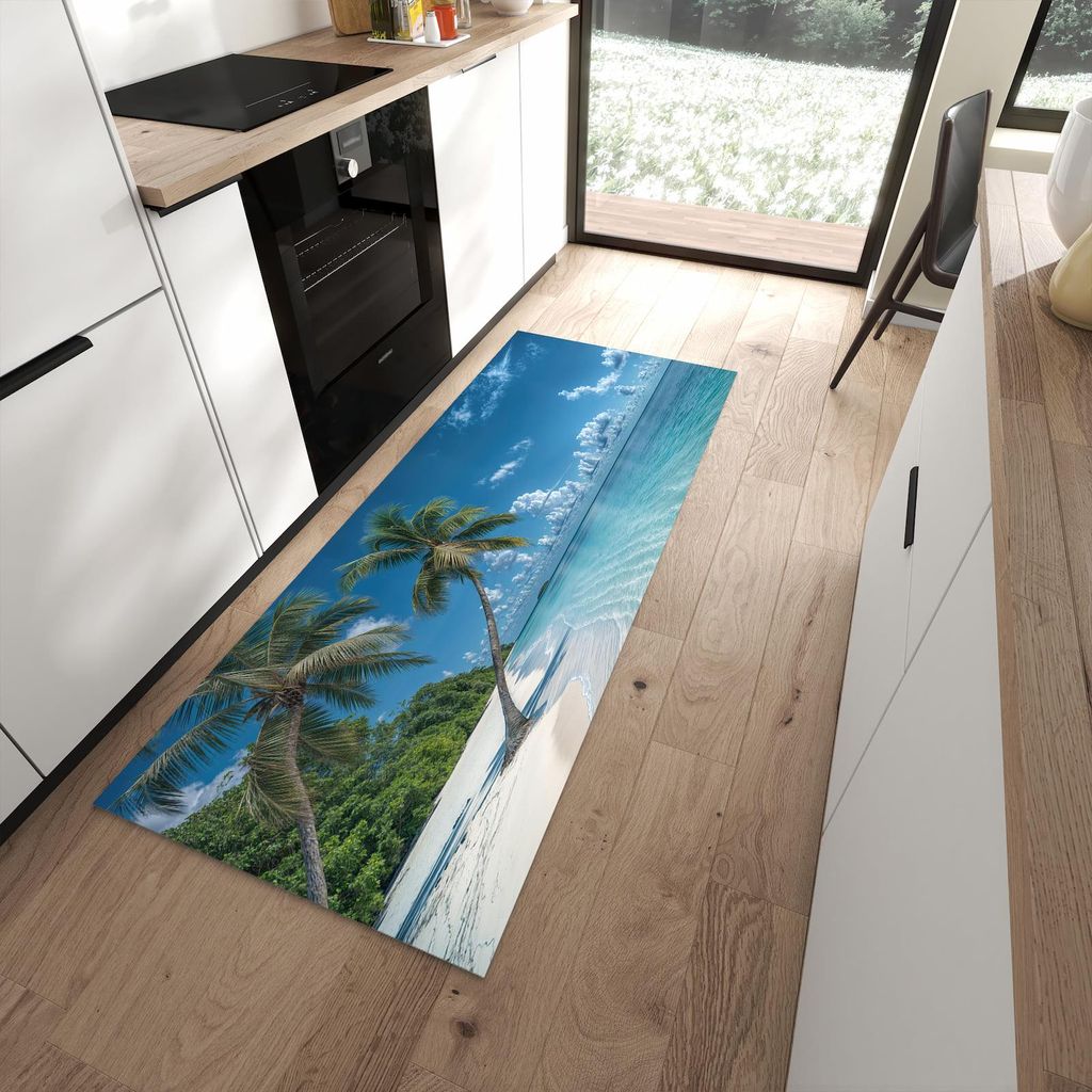 Küchenteppich 80x200cm rutschfest & abwischbar PVC Läufer - Strandurlaub