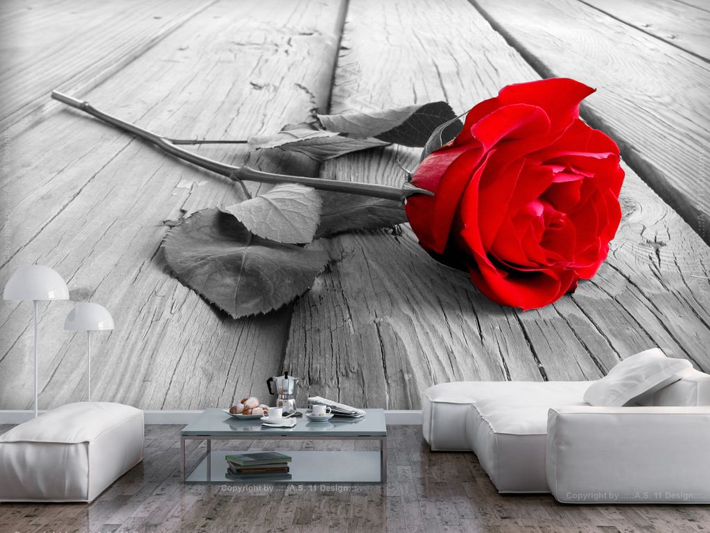 Vlies Fototapete Rose 400x280 cm Tapeten Wandtapete XXL Holzoptik grau b-B-0025-a-a