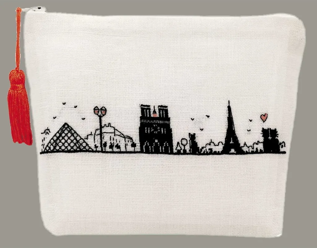 Etui Rive Gauche Broderie Petit Point Le Bonheur des Dames Motif 19cm