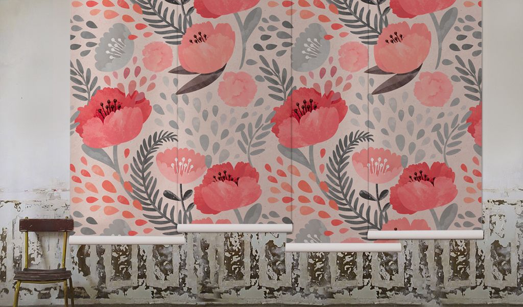 Coloray Fototapete 152x104 cm Latextapete Magicstick - Shabby Poppy Floral