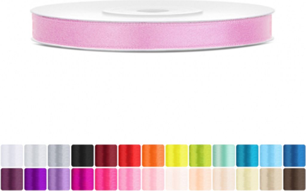 Satinband 6mm Rosa - 25 Meter Rolle Geschenk- & Produktbild 