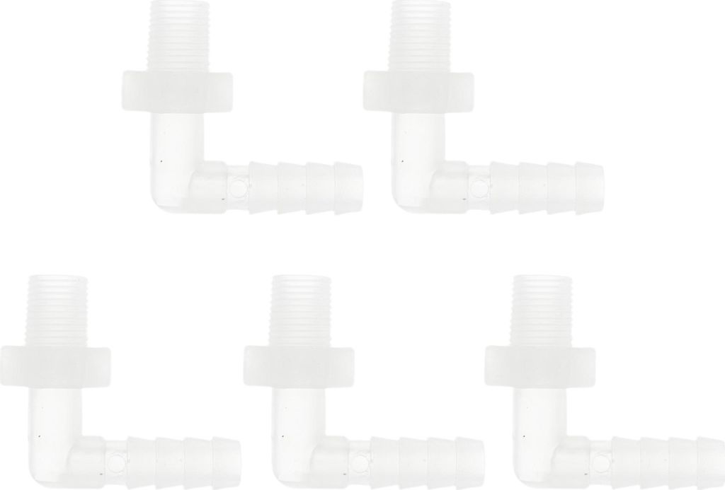 5 Stück Kunststoff-Schlauchstutzen 1/4" Schlauchstutzen G1/8 Männlich NPT Winkel Schlauchtülle Adapter Klar PP