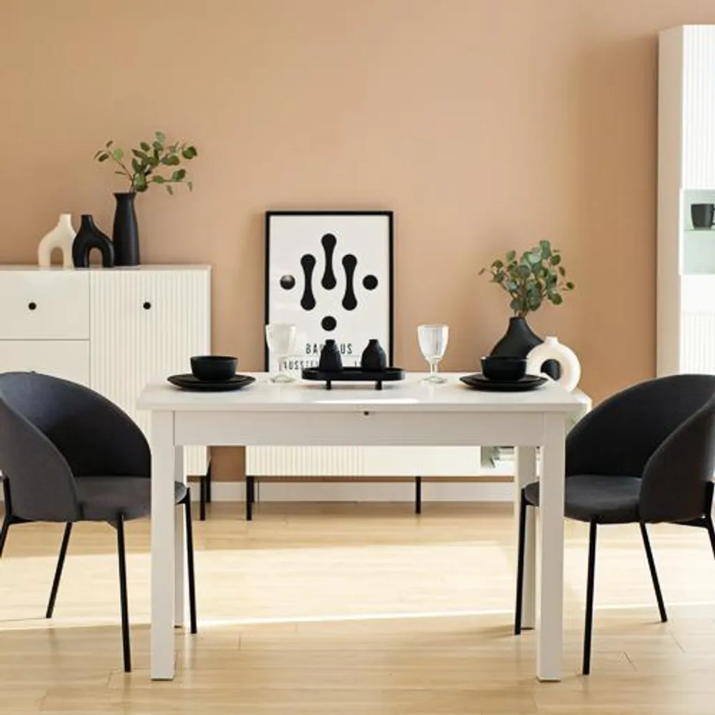 Table extensible BOGATA blanche laquée - Gain de place et design chic - 4