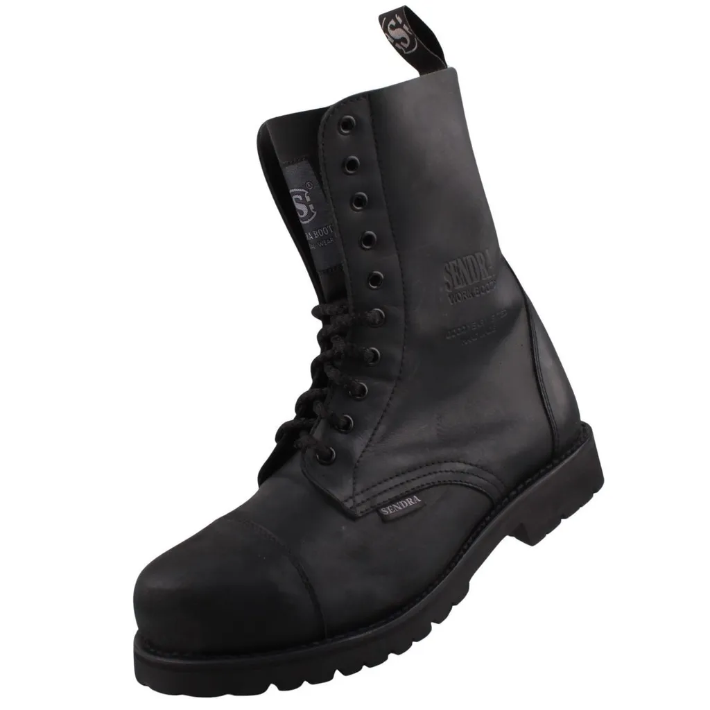 Bottes de moto Sendra 6478 noir mat en cuir cousu Goodyear robuste