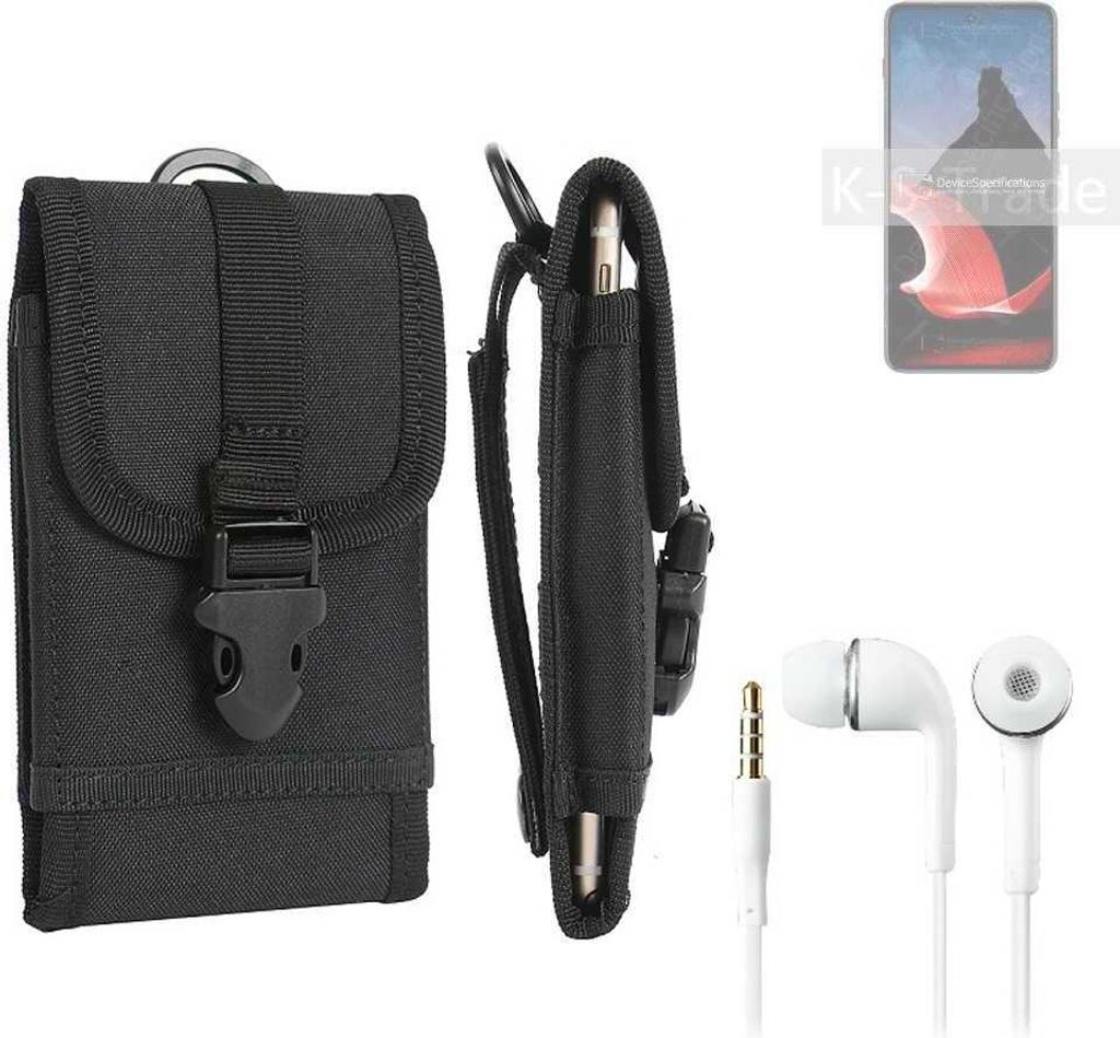 K-S-Trade Holster Schutz Hülle kompatibel mit Motorola ThinkPhone Gürteltasche Handy Hülle Tasche outdoor Seitentasche schwarz 1x + Kopfhörer