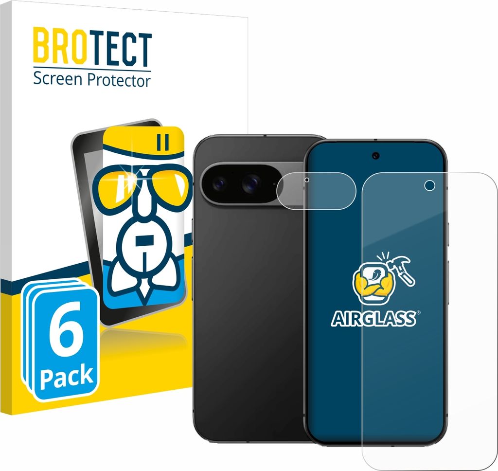 6x BROTECT Schutzglas für Google Pixel 9 (Display+Kamera) Schutzfolie Panzer Folie Glas Display Schutz klar