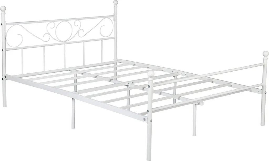 Sommier métallique 140x200 cm Happyment blanc stable et sans bruit
