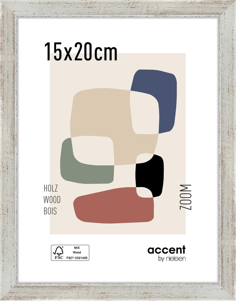 accent by nielsen Holz Bilderrahmen Zoom, 15x20 cm, Silber Produktbild 