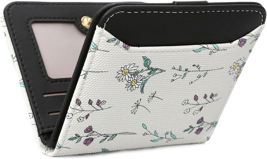 Damen Klein, Mini Portemonnaie Damen mit RFID-Schutz aus Leder, Stylisches Design mit Druck, Kleine Geldbörse mit Reißverschlusstasche, Slim Wallet