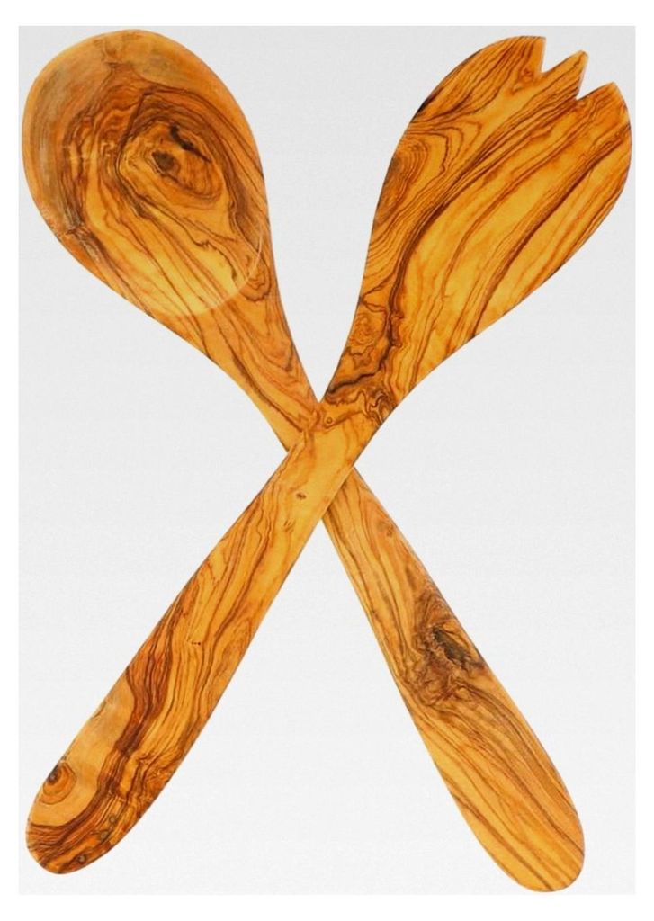 Salatbesteck, 2-teilig, aus Olivenholz, 29 x 6,5 x 2,3 cm