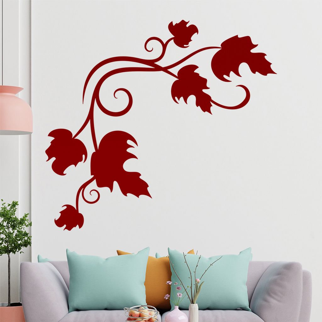 Blätter - Linien Wandtattoo in 6 Größen - Wandaufkleber Wall Sticker - Dekoration, Küche, Wohnzimmer, Schlafzimmer, Badezimmer