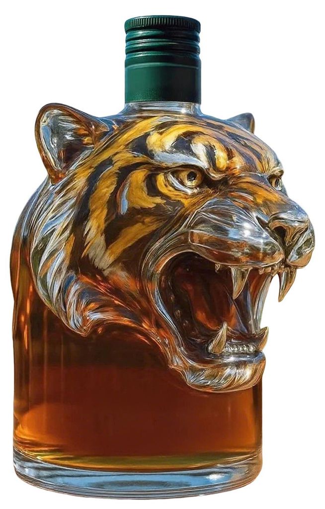 Whiskyflasche in Tigerform, 3D-Tierkaraffe, 300 ml, einzigartiges Glas, Geschenk für Whisky-Liebhaber und Tierfreunde