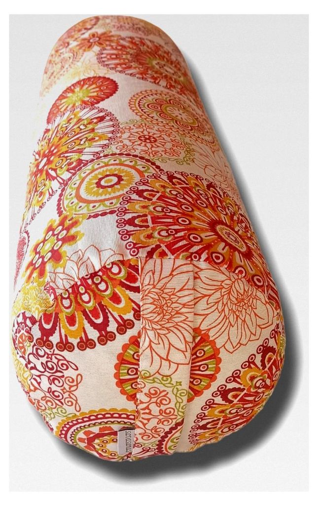 Yoga Bolster, Kissen für Yoga und Pilates, waschbarer Bezug, gefüllt mit Bio-Dinkelschalen, mit Tragegriff, 62x20cm