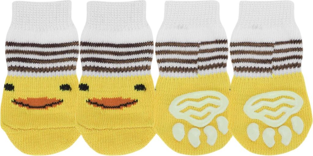 Hundesocken rutschfest Entenmuster Socken Hund Katzen Haustier Innensocken Pfoten Schutz und Traktion Dank Silikongel für Hunde Katzen 1 Set(4 St...