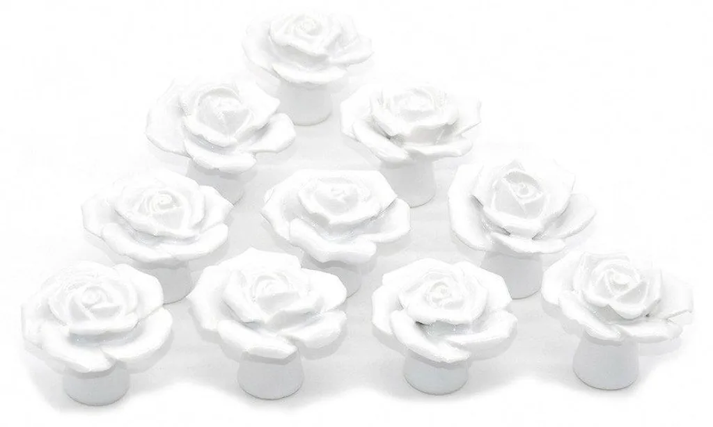 Boutons de porte en céramique rose et blanc lot de 10 pièces robustes