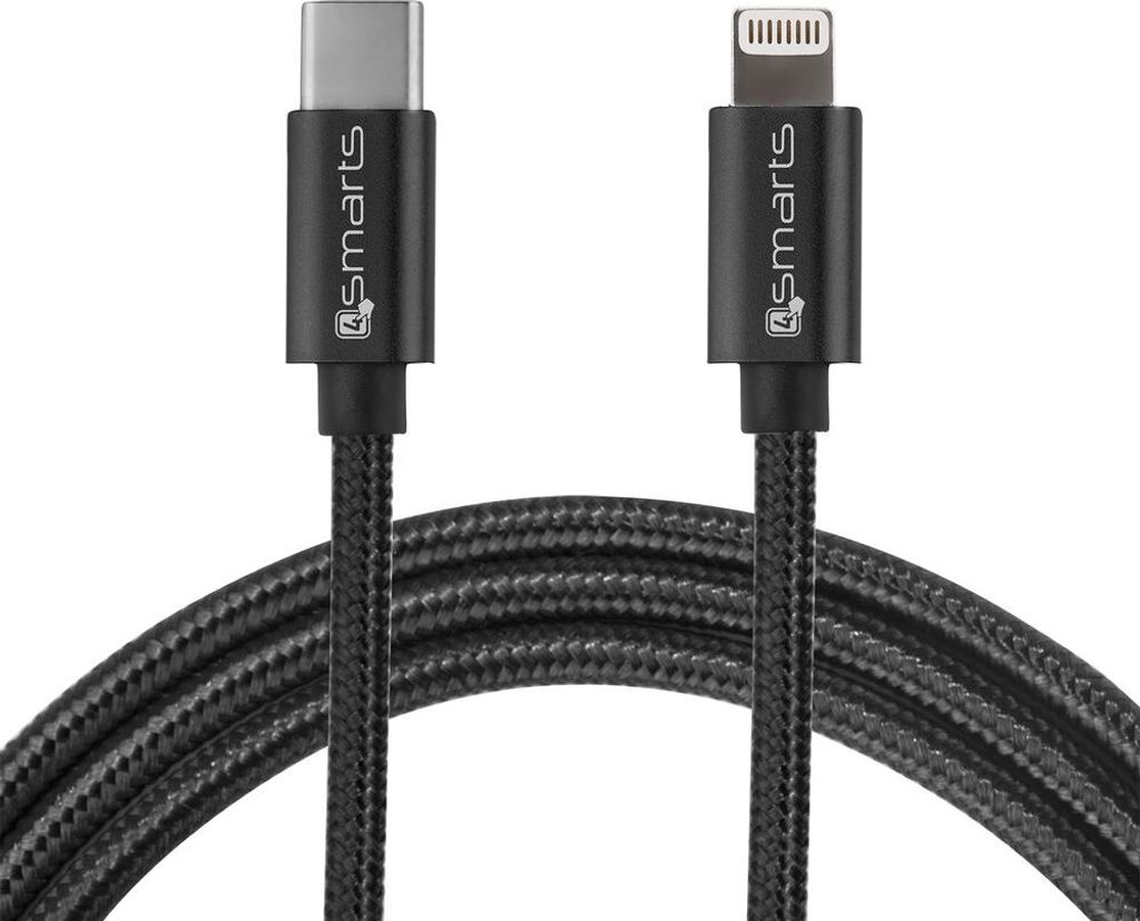 4smarts USB Typ C auf Lightning Kabel Datenkabel Ladekabel Fast Charge Schwarz