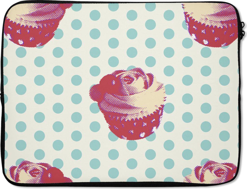 MuchoWow Laptop Hülle 17 Zoll Laptoptasche Muster - Cupcake - Lebensmittel - Zipper - Schutzabdeckung