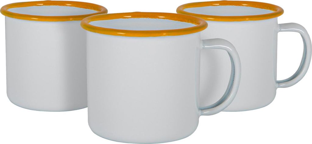 Argon Ta Weiße Emaille-Espressotassen - Stahl Outdoor-Camping-Tee-Kaffeetasse - 130ml - Gelb - Packung mit 12