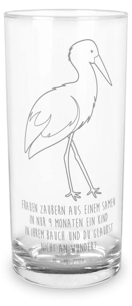 Mr. & Mrs. Panda Tumbler Storch 400 ml - Transparent - Geschenk, Mütter, Baby, Trinkglas, Schwangerschaft, Mutter, Glasbecher, Wasserglas, Störch...