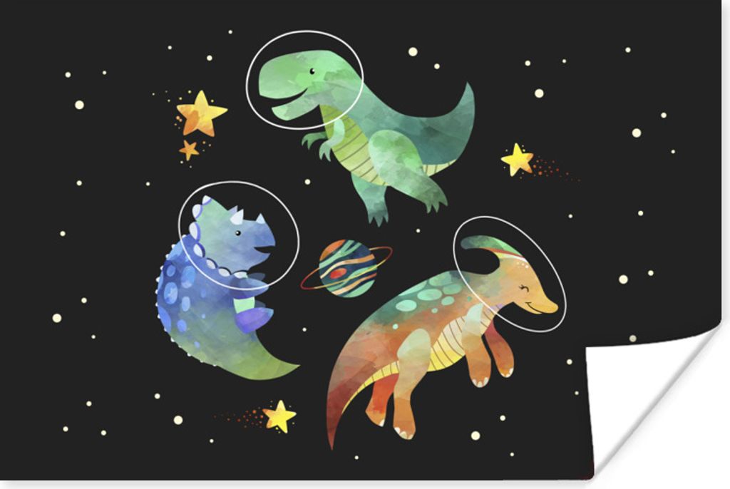 MuchoWow Poster Sterne - Dinosaurier - Kind - Mädchen - Jungen - Kinder - Kinder 60x40 cm - Schlafzimmerdekoration