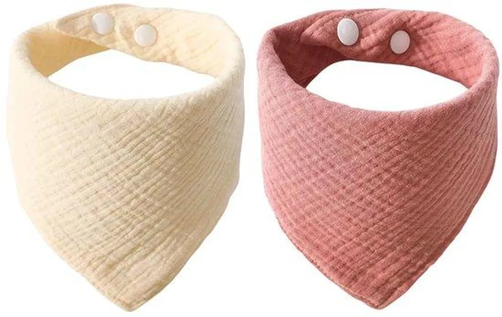 2 Bavoirs triangulaires en mousseline de coton pour bébé fille et garçon