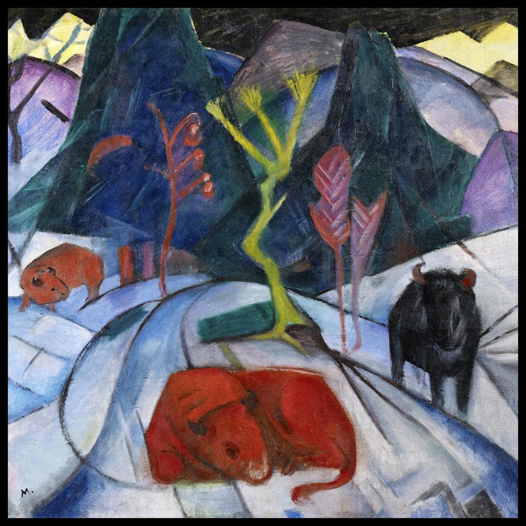 Plakat 70x70cm Bison im Winter, Marc Vintage für das Wohnzimmer