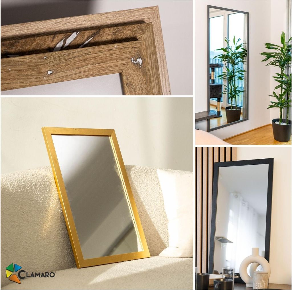 CLAMARO 'PRAG' Antik Wandspiegel mit Rahmen | Gold Braun | Shabby Chic Vintage Barock Spiegel mit Holzrahmen | Barockspiegel inkl. Metall Aufhänge...