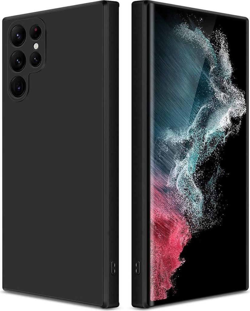 Silikon Hülle für Samsung Galaxy S22 Ultra 5G Flüssigsilikon Dünn Gel Gummi Matt Kratzfeste Schutzhülle Schwarz