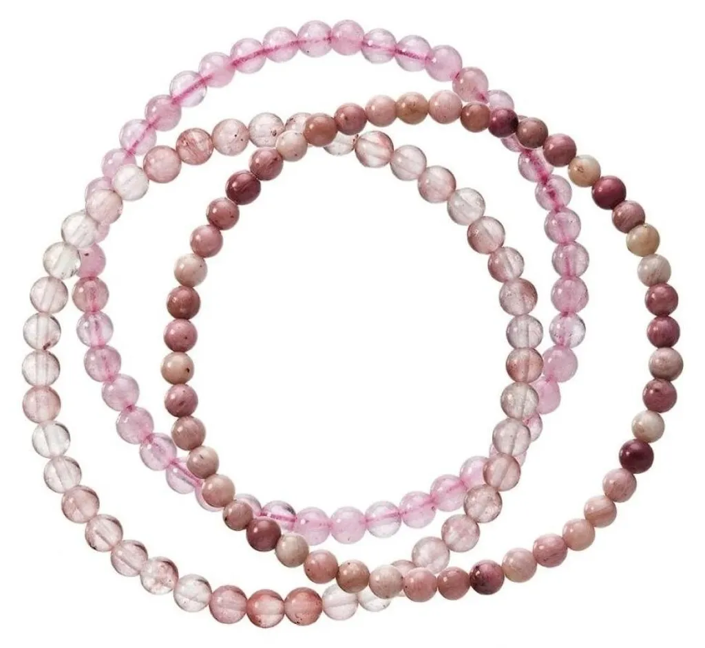 Bracelet en pierres minérales rose 43043.3 - Bijou lithothérapie élégant