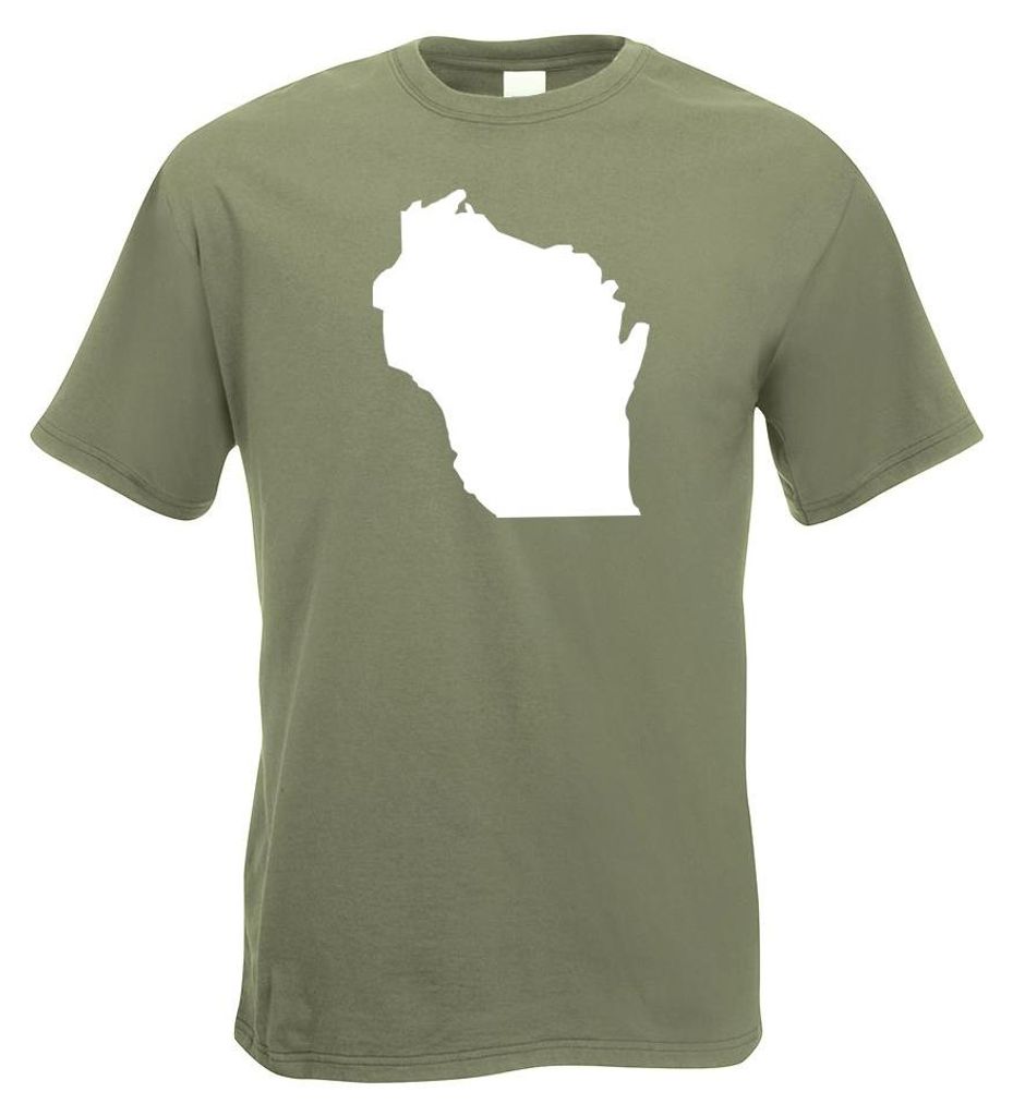 Kiwistar - T-Shirt - Olive - USA - Bundesstaat - Wisconsin Herren Funshirt Bedruckt Design Sprüche Spruch Motive - mit Motiv Bedruckt - Funshirt D...