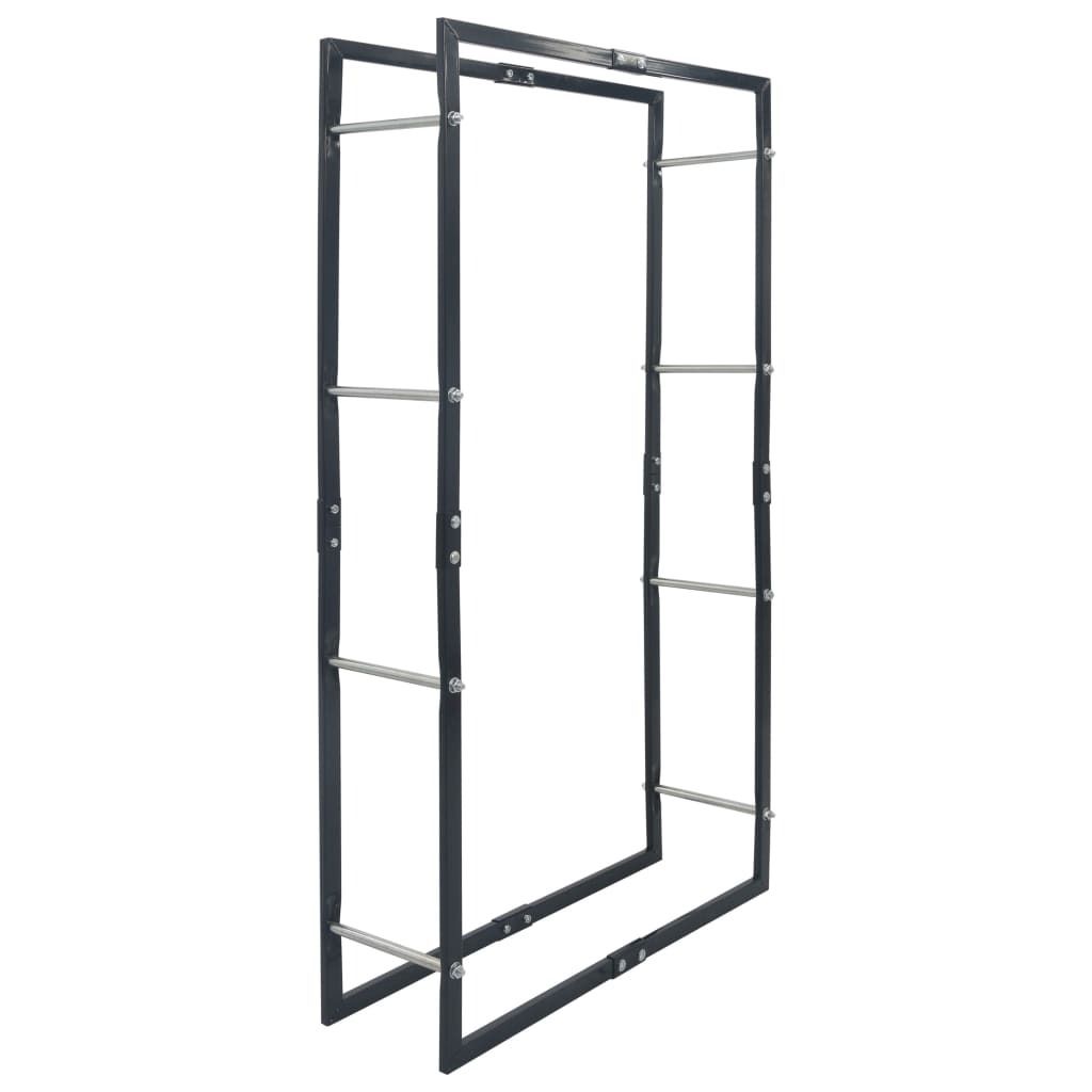 Rastrelliera per Legna da Ardere Nera 80x25x150 cm in Immagine del prodotto 