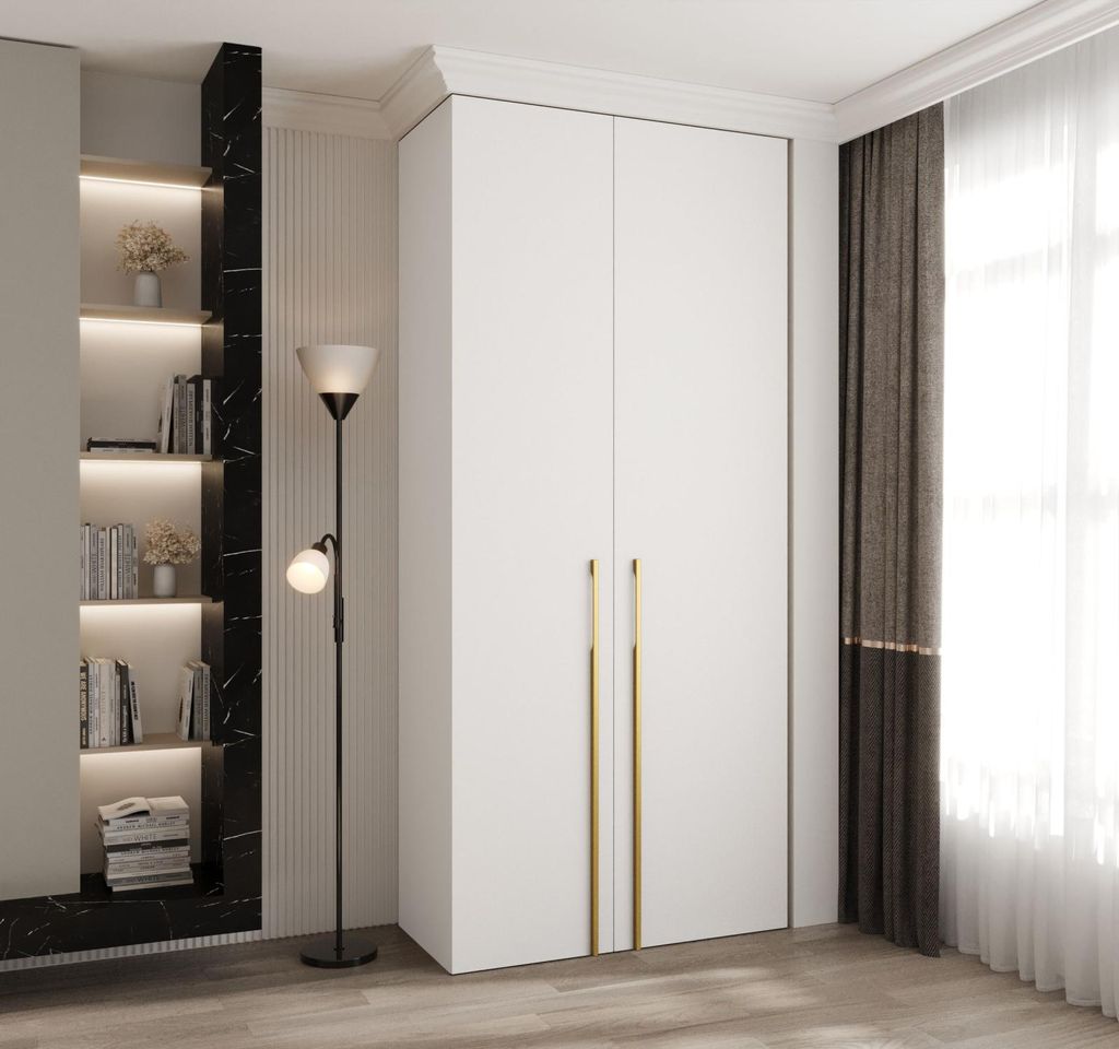 Kleiderschrank mit Regalböden 110/40 LORENA 3 - weiß/gold