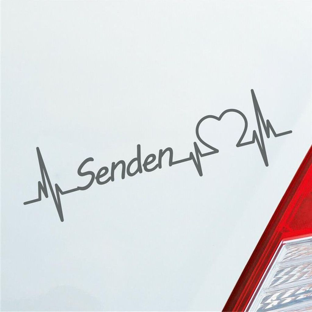 Auto Aufkleber Senden Herz Herzschlag 19x6 cm Grau Sticker Heckscheibenaufkleber