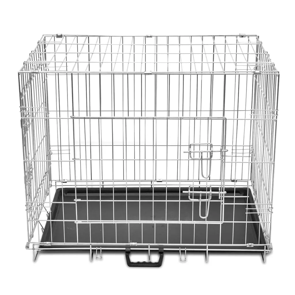 vidaXL Caisse pour chien pliable en métal M - Cage de transport robuste