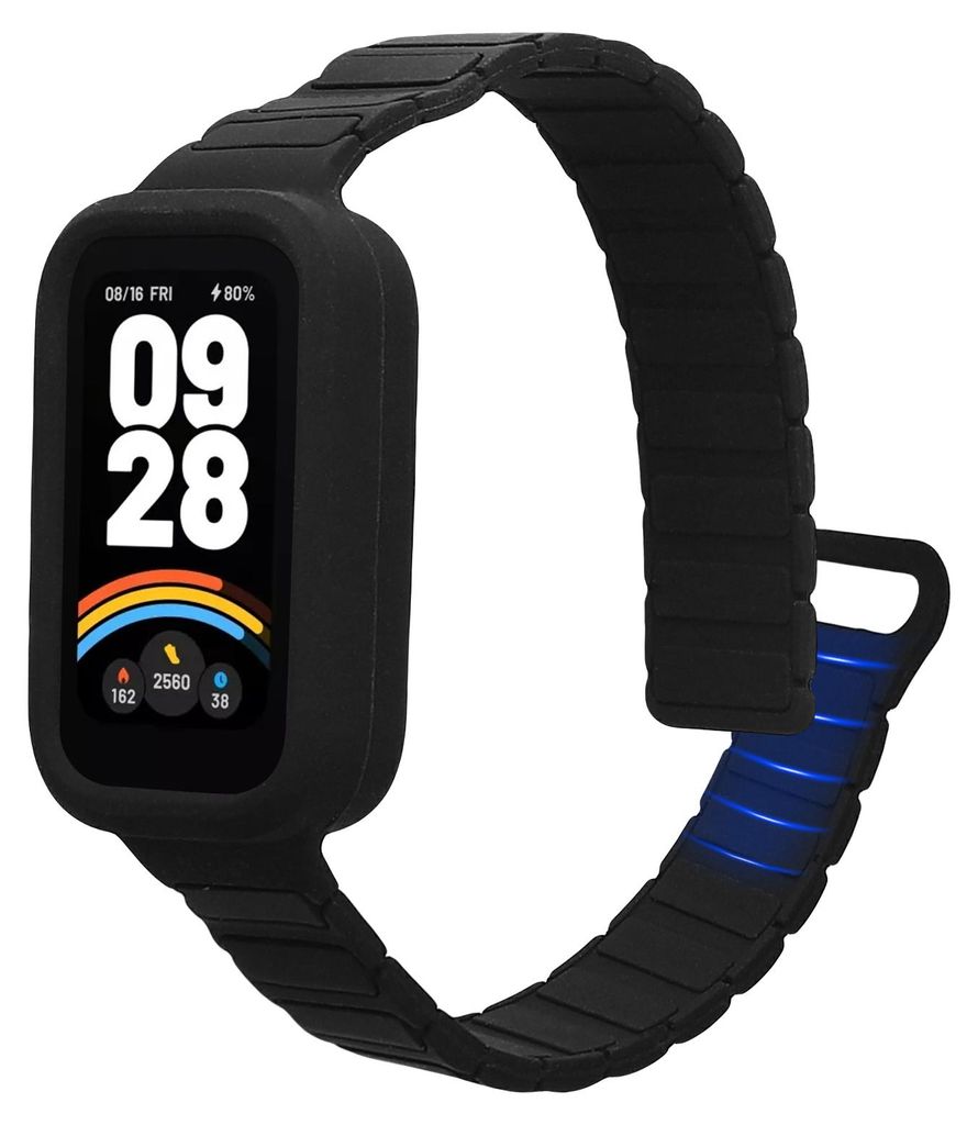 kwmobile Ersatzarmband kompatibel mit Xiaomi Redmi Band 3 / Smart Band 9 Active Armband - Fitnesstracker Silikon Band mit Magnetverschluss