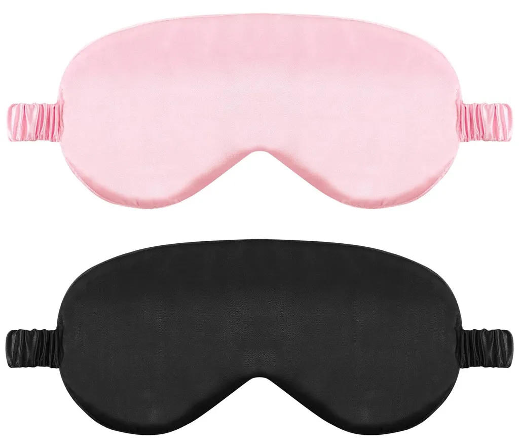 Masque de sommeil en soie avec élastique, lot de 2 masques satin réglables