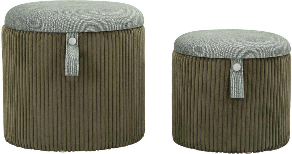 FURNLUX Hocker Bozen Grün 38cm (2 Stück) / Hauptfarbe: Grün / Abmessungen: 38 x 38 x 38 cm