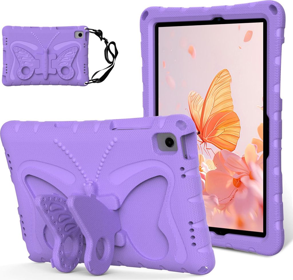 Kinder Hülle für Samsung Galaxy Tab A11 Plus/ A11+ 11" 2025 Leicht Stoßfeste EVA Kindgerechtes Schutzhülle mit Schultergurt, Schmetterlings-St...
