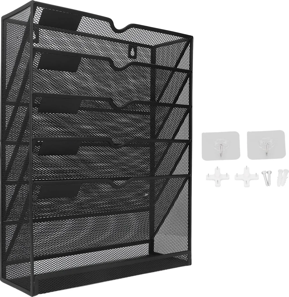 Support mural pour dossiers et fournitures, trieur 5 cases spécial bureau