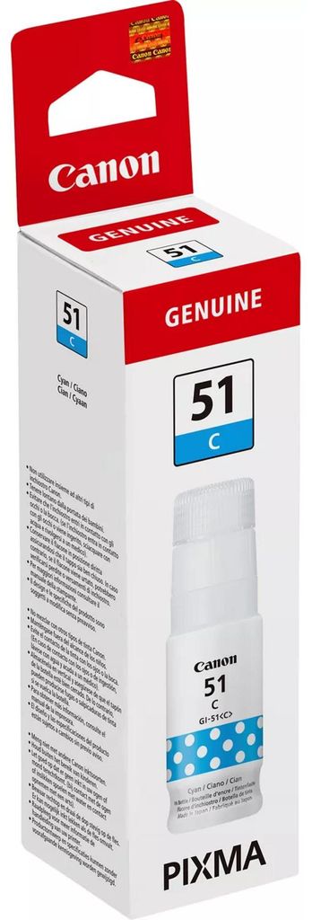 Canon GI-51C, Hohe Reichweite, Tintenflasche, Cyan, Produktbild 