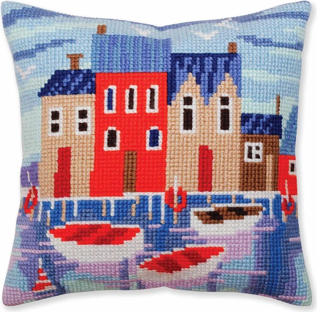 CdA Kreuzstichkissen "Ruhiger Hafen" 5387, 40x40cm, Produktbild 