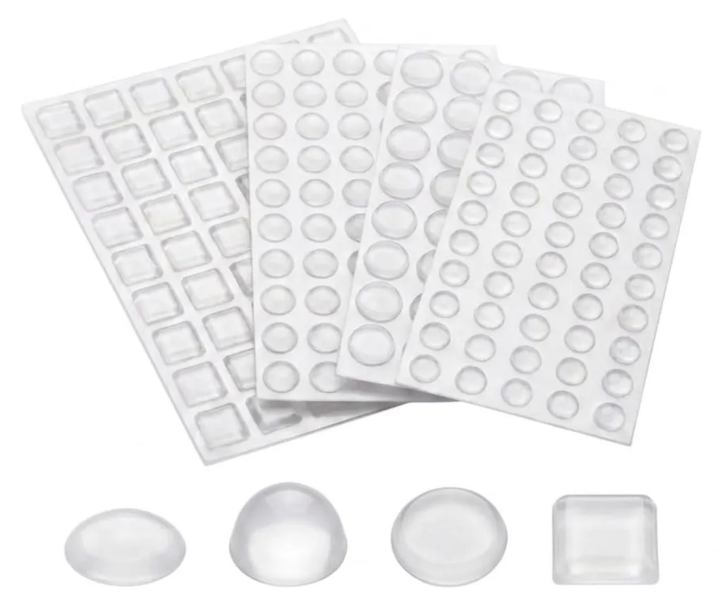 Butée élastique et tampon amortisseur transparent pour meuble - 4 tailles