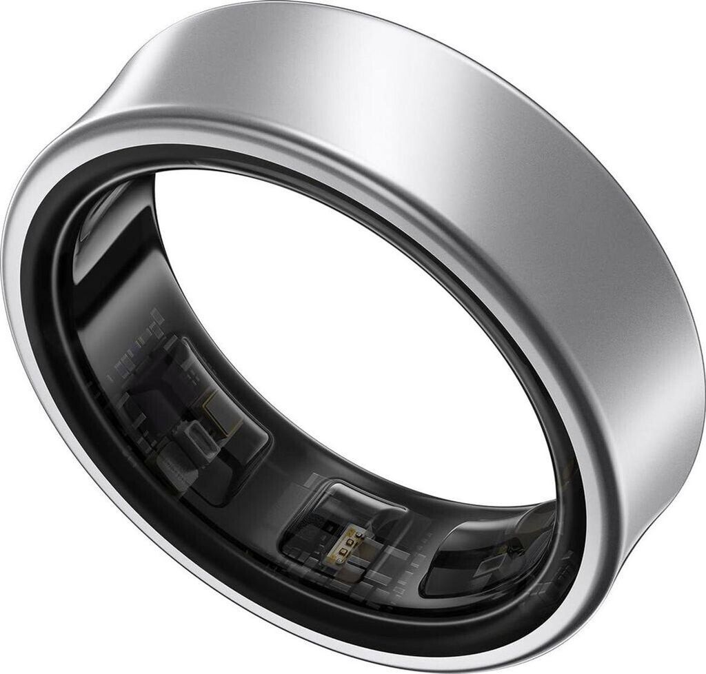 A close-up, studio shot of a smart ring.