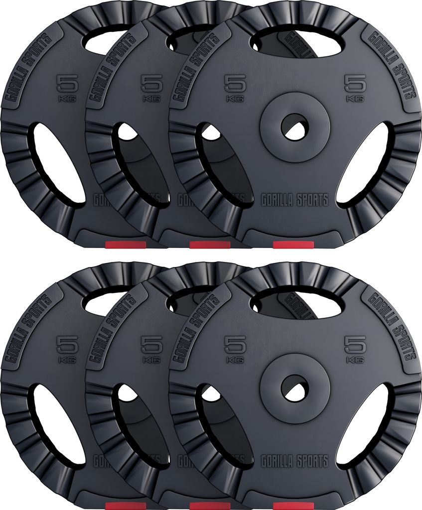 GORILLA SPORTS® Hantelscheiben - 30kg Set, 6x5kg Gewichte, Produktbild 
