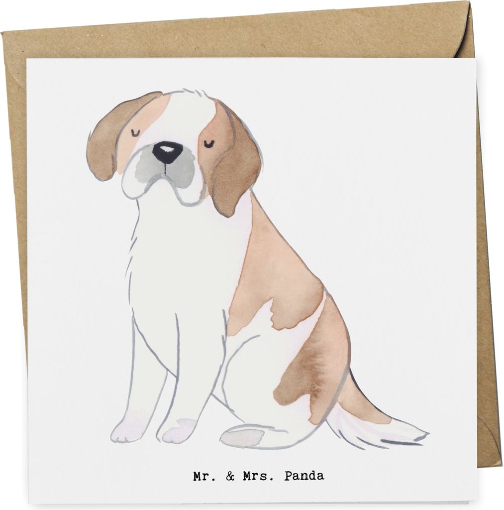 Mr. & Mrs. Panda Glückwunschkarte Saint Bernard Moment - Weiß - Geschenk, anlasskarte, doppelkarte, Chien Du Saint-Bernard, Dog, Perro San Bernar...