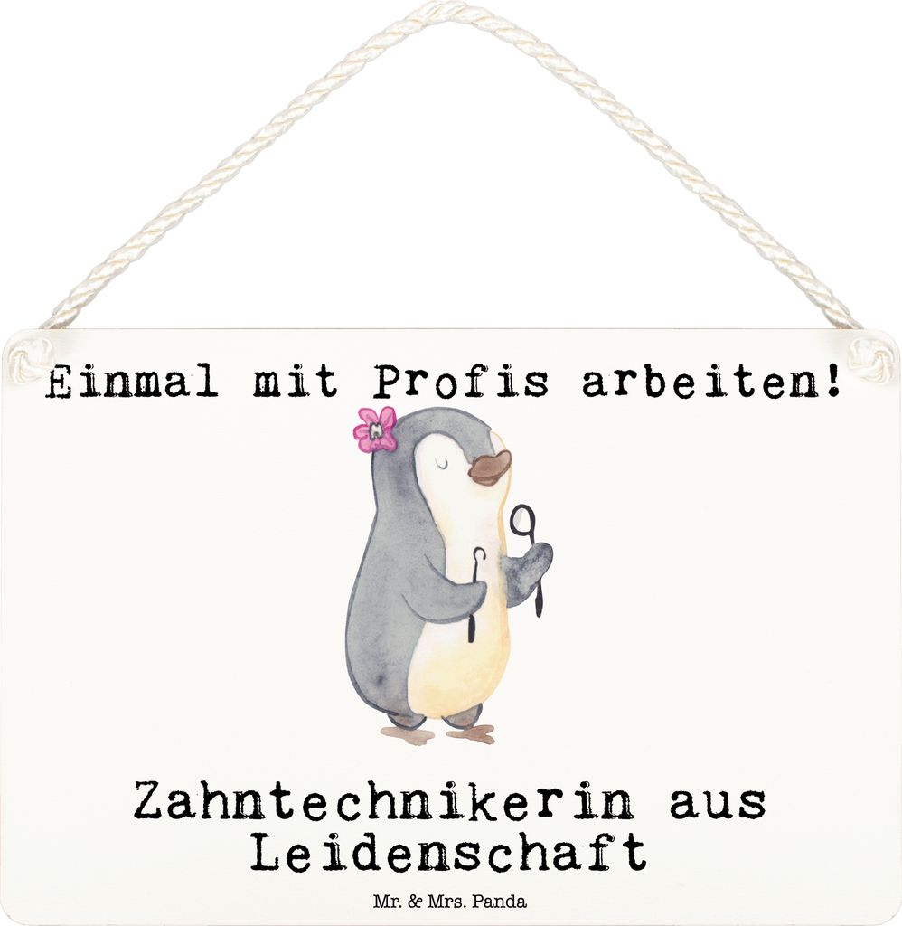 Mr. & Mrs. Panda Holzschild Zahntechnikerin Leidenschaft Produktbild 