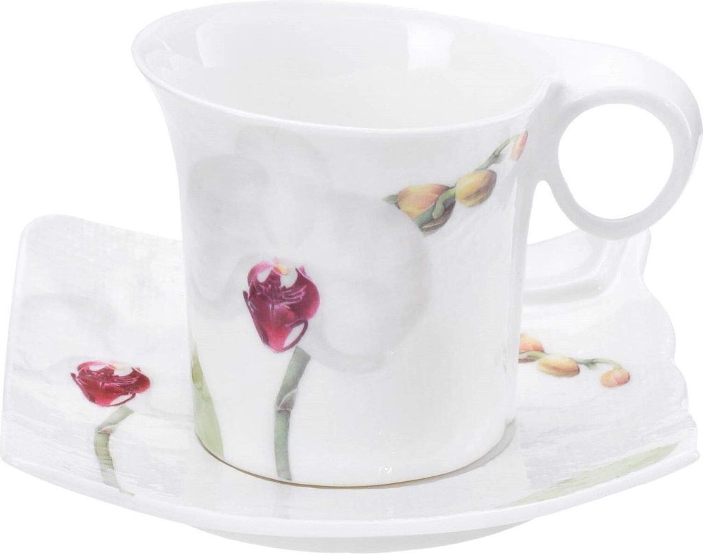 64-teiliges Set Papier-Teetassen Mit Untertassen – Floral, 4 Farben, Inkl. Tischdecke Für Parties