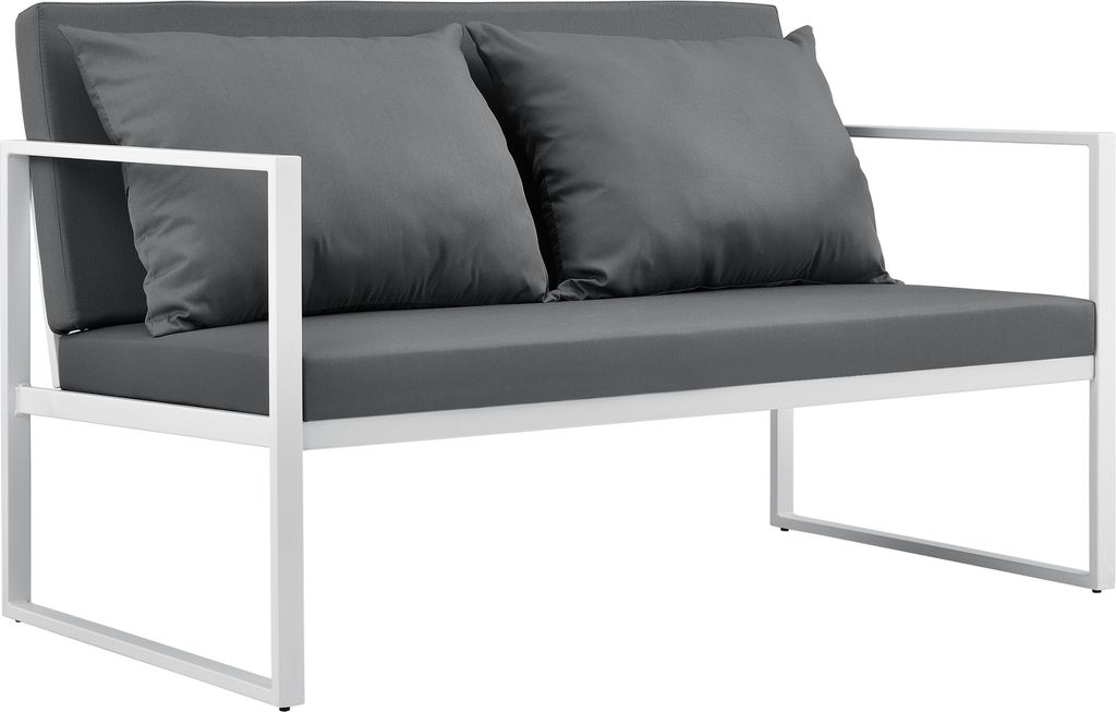 Gartenbank 70 x 114 x 60 cm Gartensofa Bank Parkbank Sitzbank Lounge Eisen Weiß / Lichtgrau