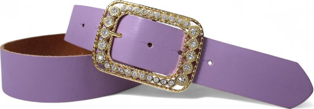 FRONHOFER Damen Ledergürtel 4 cm mit goldener Strass Gürtelschnalle, echt Leder